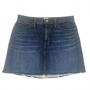 J.Crew | Women’s Dark Wash Denim Mini Skirt Raw Frayed Hem Size L